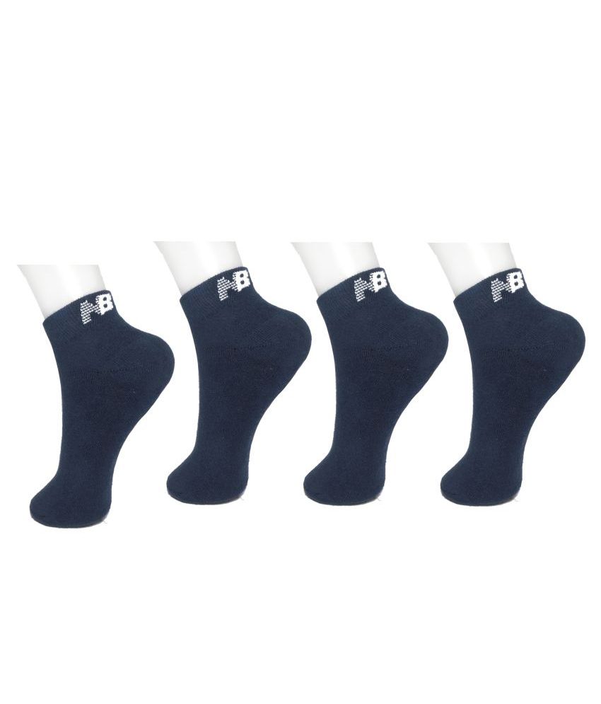 NB Blue Cotton Ankle Length Socks - Set of 4: Buy Online at Low Price ...