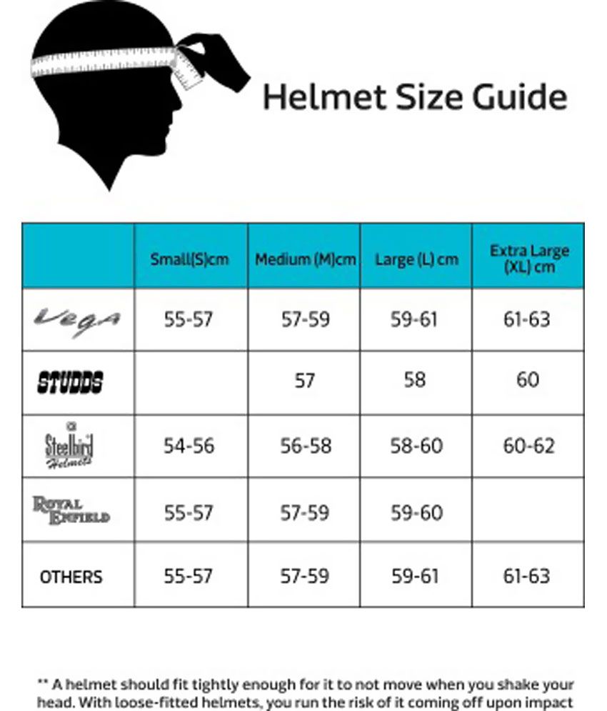 Full Face Helmet Size Chart