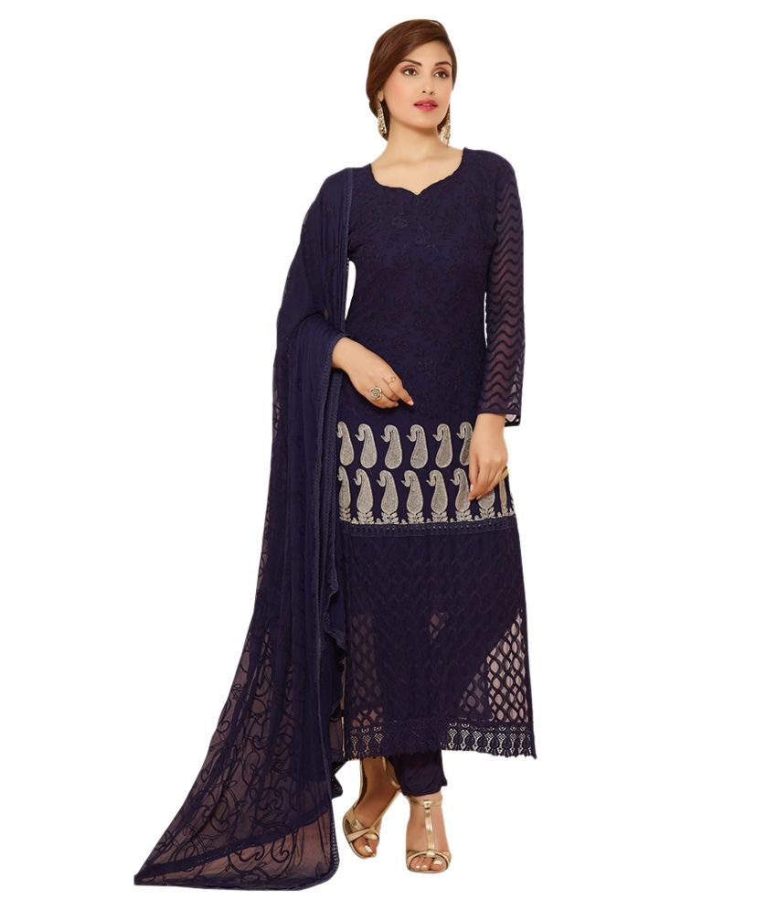 plain chiffon suit design