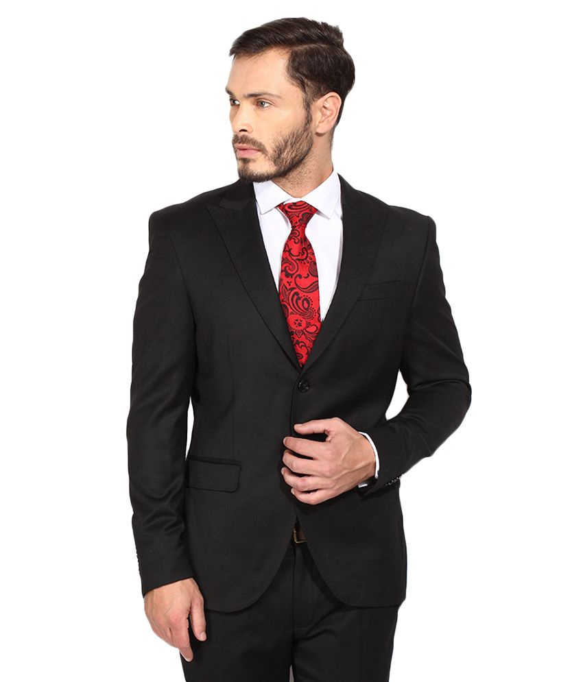 BLACKBERRYS Black Regular Fit Single-Breasted Suit - Buy BLACKBERRYS ...