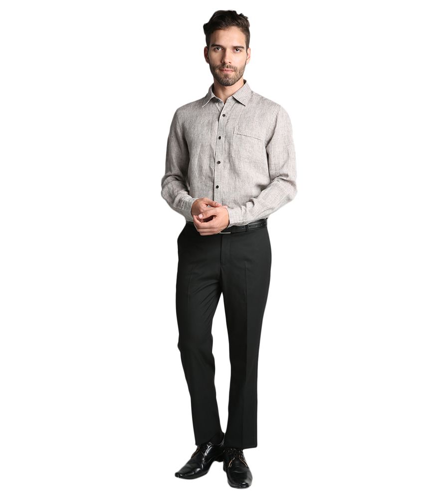 kleren chapell men's grey regular fit formal shirt