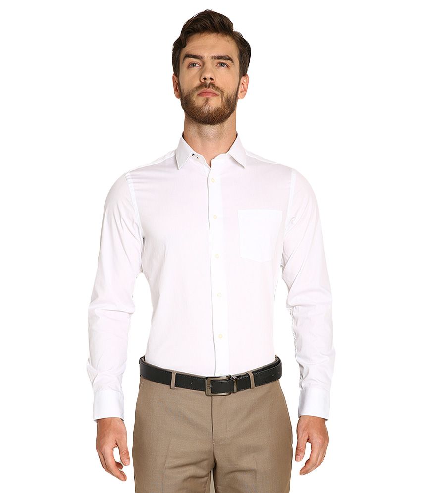 BLACKBERRYS White Solid Regular Fit Formal Shirt - Buy BLACKBERRYS White Solid Regular Fit 