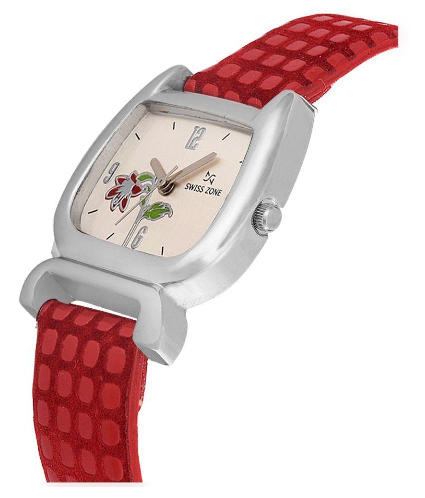 Swiss Zone Red Leather Analog Watch for Women Price in  