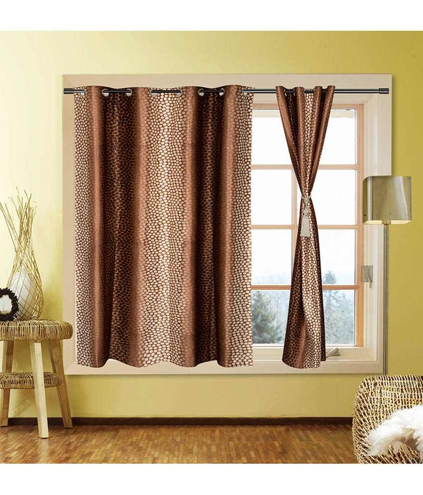 Kings Furnishing Set of 8 Window Eyelet Curtain Geometrical Brown Buy