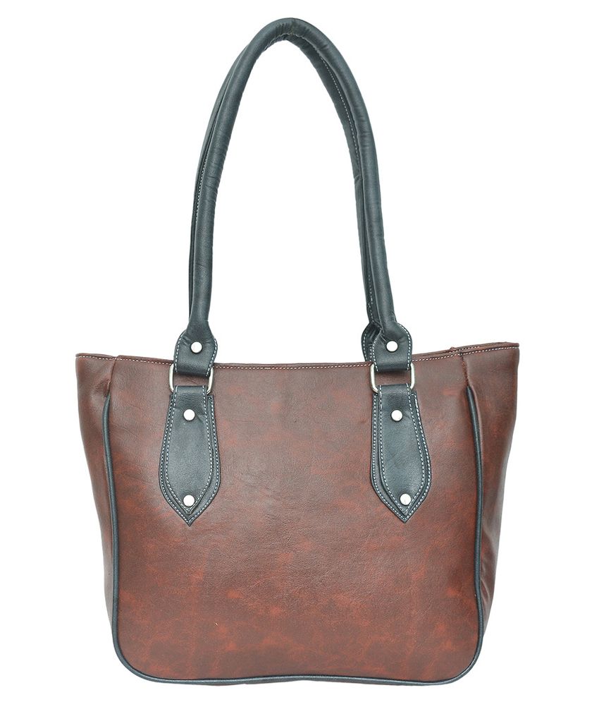 brown faux leather bag