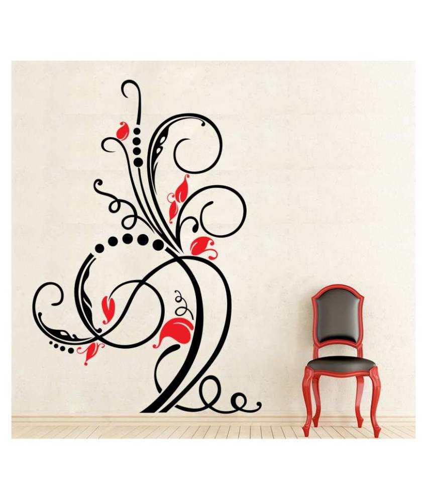 Wallskart Swirl Tree with Red Flowers Vinyl Wall Stickers Buy