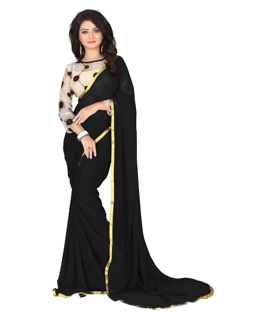 Shivanya Fashion Black Chiffon Saree - Buy Shivanya Fashion Black ...