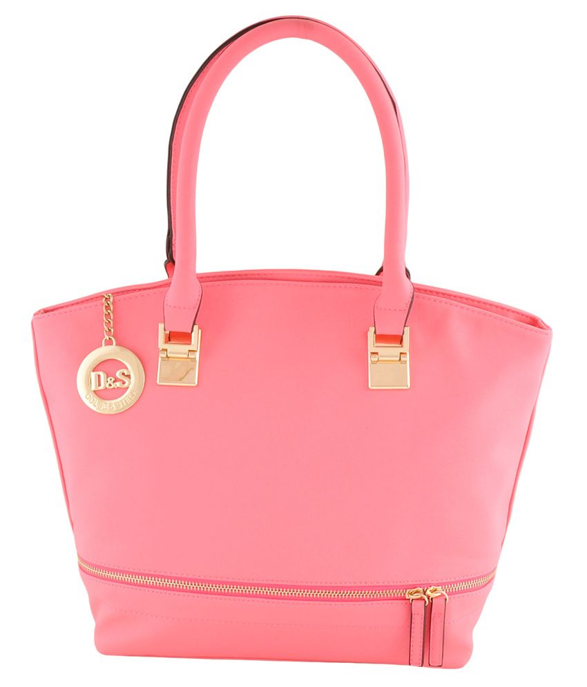Dolse & Stela. Pink Faux Leather Tote Bag - Buy Dolse & Stela. Pink ...