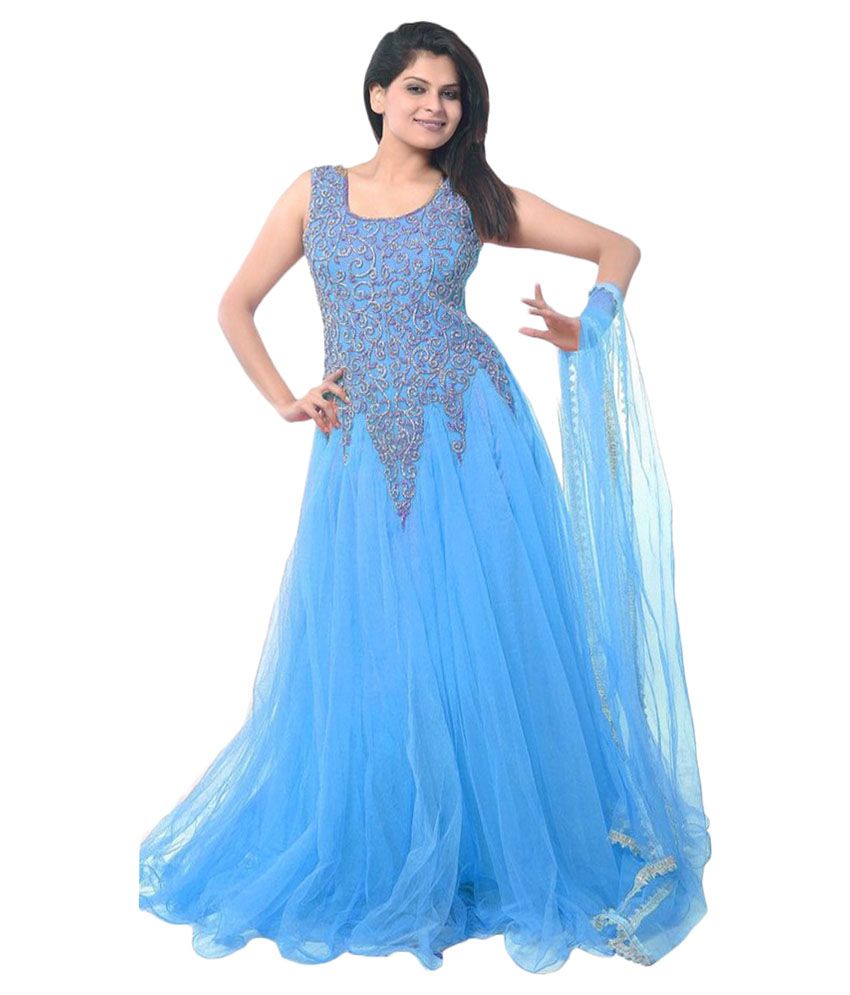 sky blue net gown