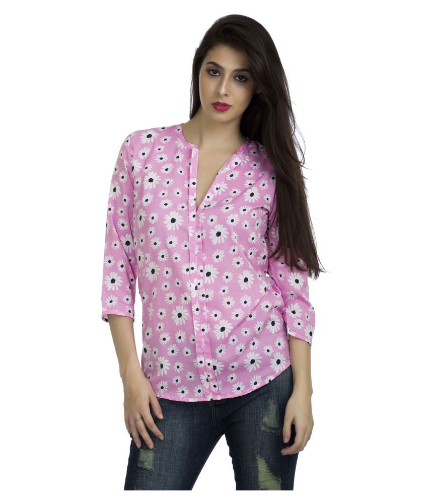 Mask Lifestyle Pink Poly Crepe Regular Tops - Buy Mask ...
