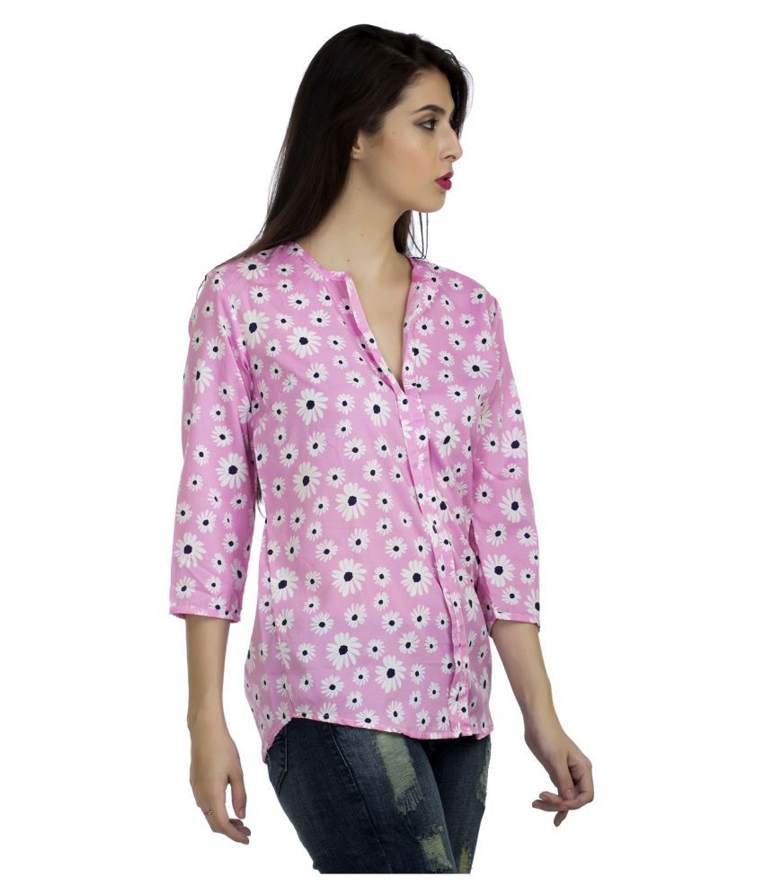Mask Lifestyle Pink Poly Crepe Regular Tops - Buy Mask ...
