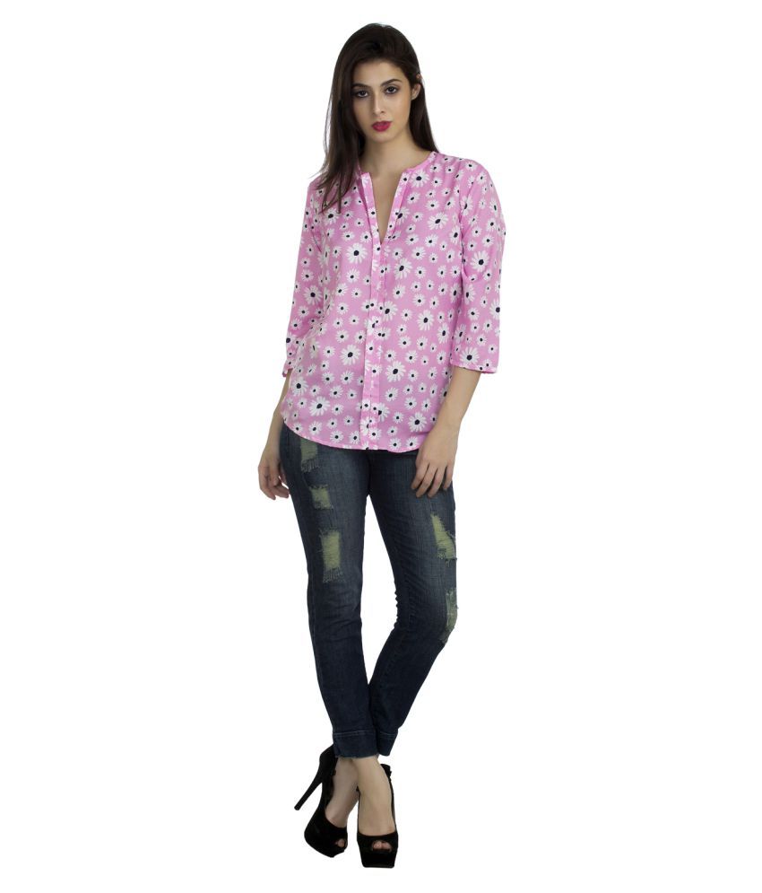 Mask Lifestyle Pink Poly Crepe Regular Tops - Buy Mask ...