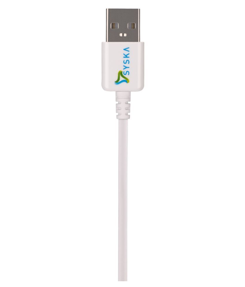 Syska USB Charge and Sync Cable White USB Data Cable Cable 1.5