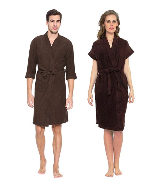 FeelBlue Set of 2 Free Size Bathrobe Brown Buy FeelBlue Set of 2 Free