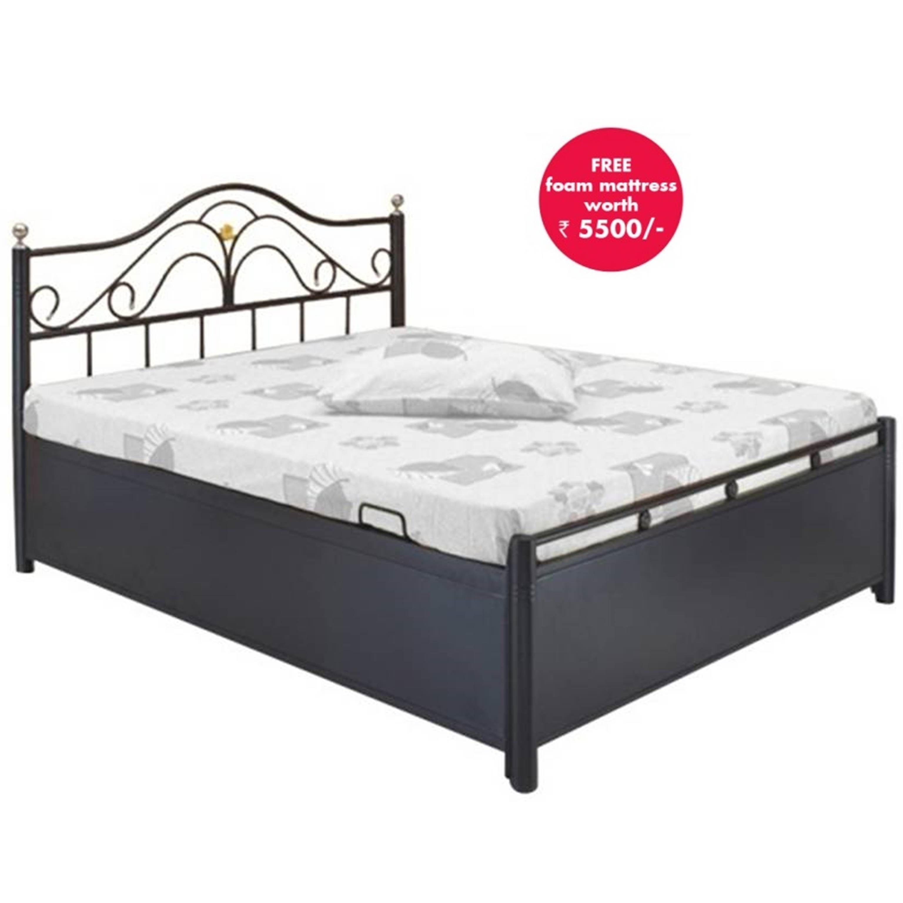 Queen Size Hydraulic Storage Bed with Free Foam Mattress