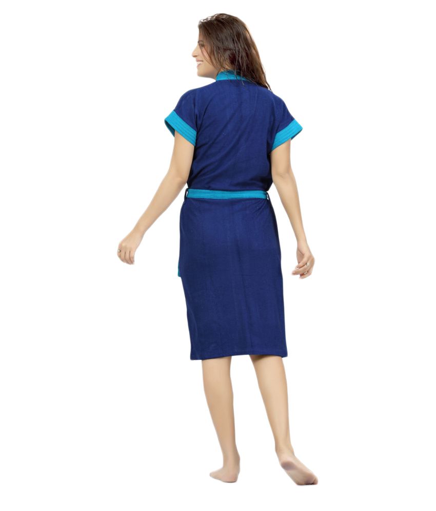Buy FeelBlue Cotton Navy Bathrobes Online at Best Prices in India