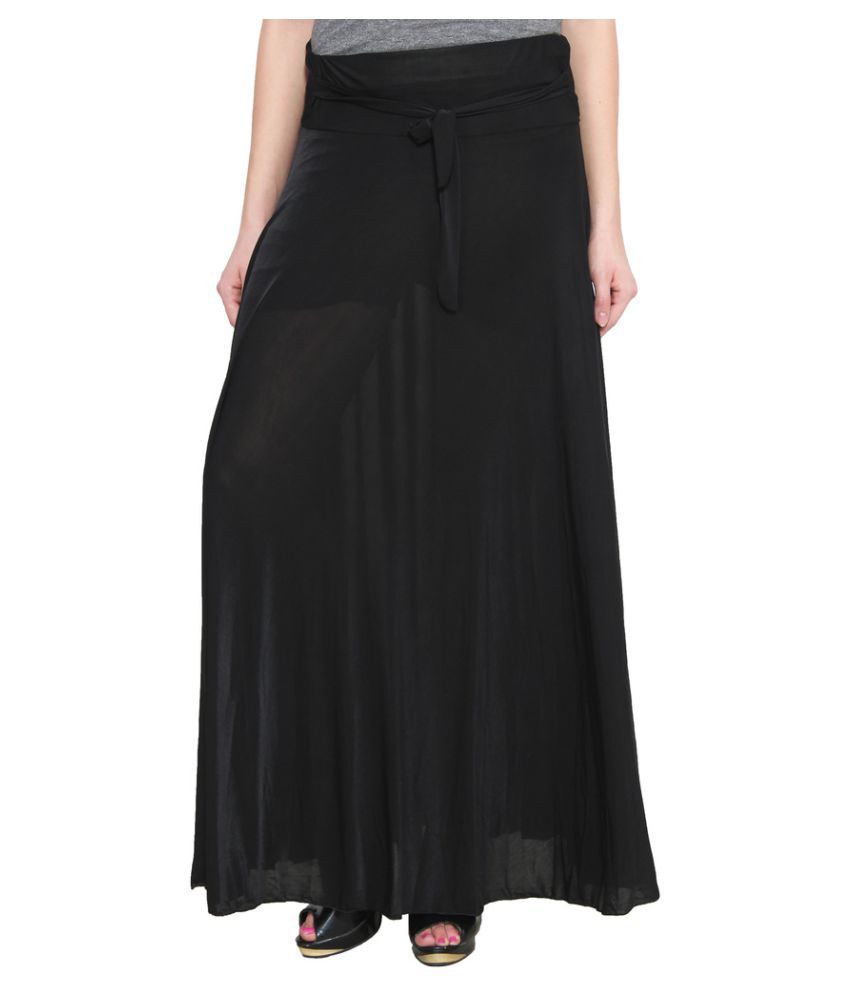 Buy Numbrave Black Viscose Straight Skirt Online at Best Prices in ...