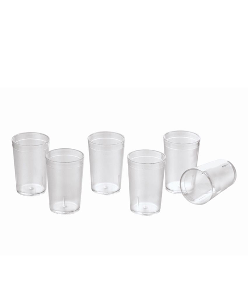 PC Water Glass Plain 250ml - Unbreakable (Set of 6): Buy Online at Best ...