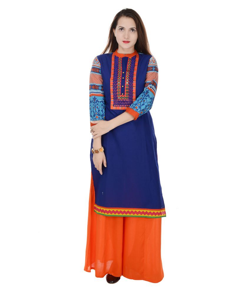 HERITAGE JAIPUR Cotton Kurti With Palazzo - Stitched Suit - Buy ...