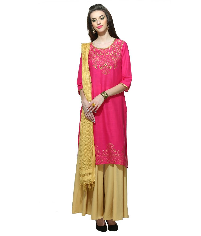 Aurelia Pink Cotton Women's Straight Kurti Buy Aurelia Pink