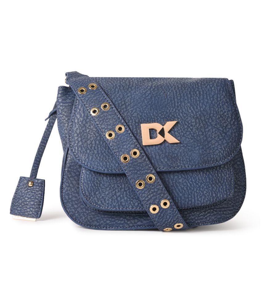 Diana Korr Blue Faux Leather Sling Bag Buy Diana Korr Blue Faux