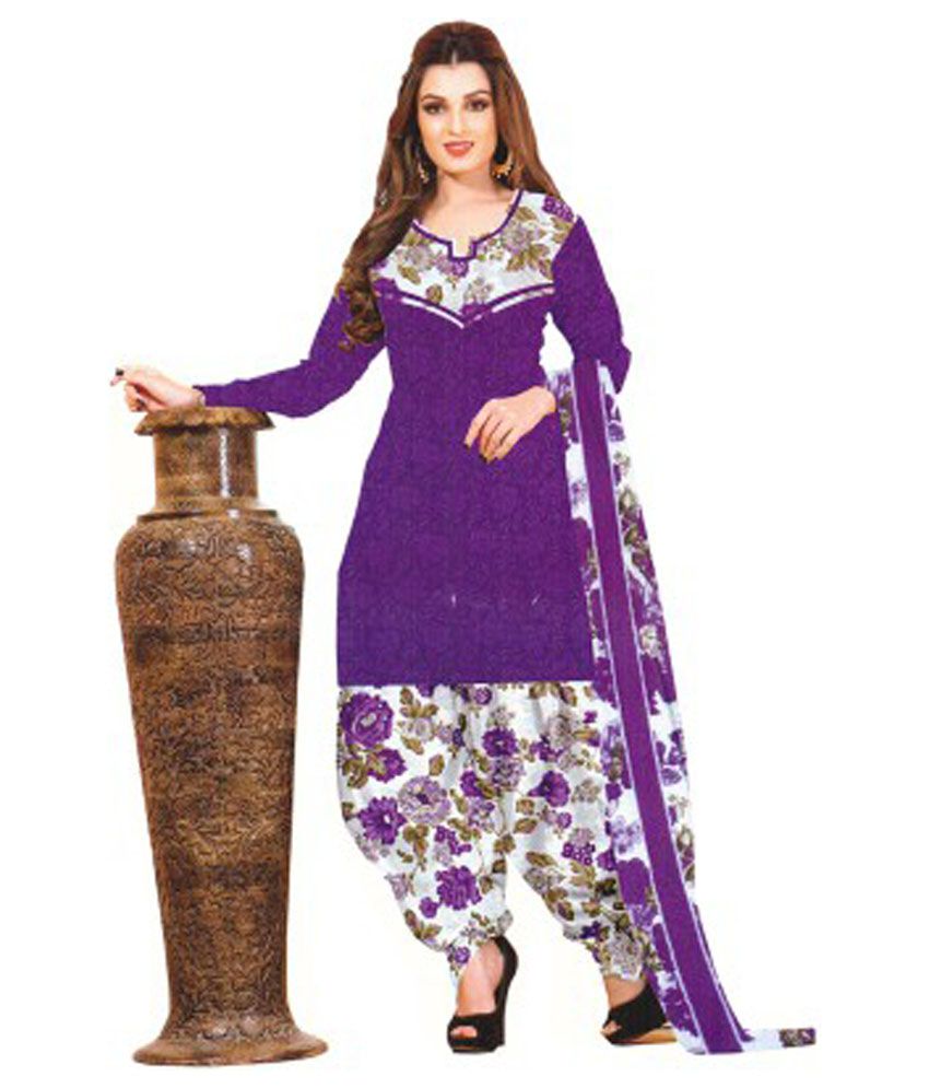 purple and white salwar suit