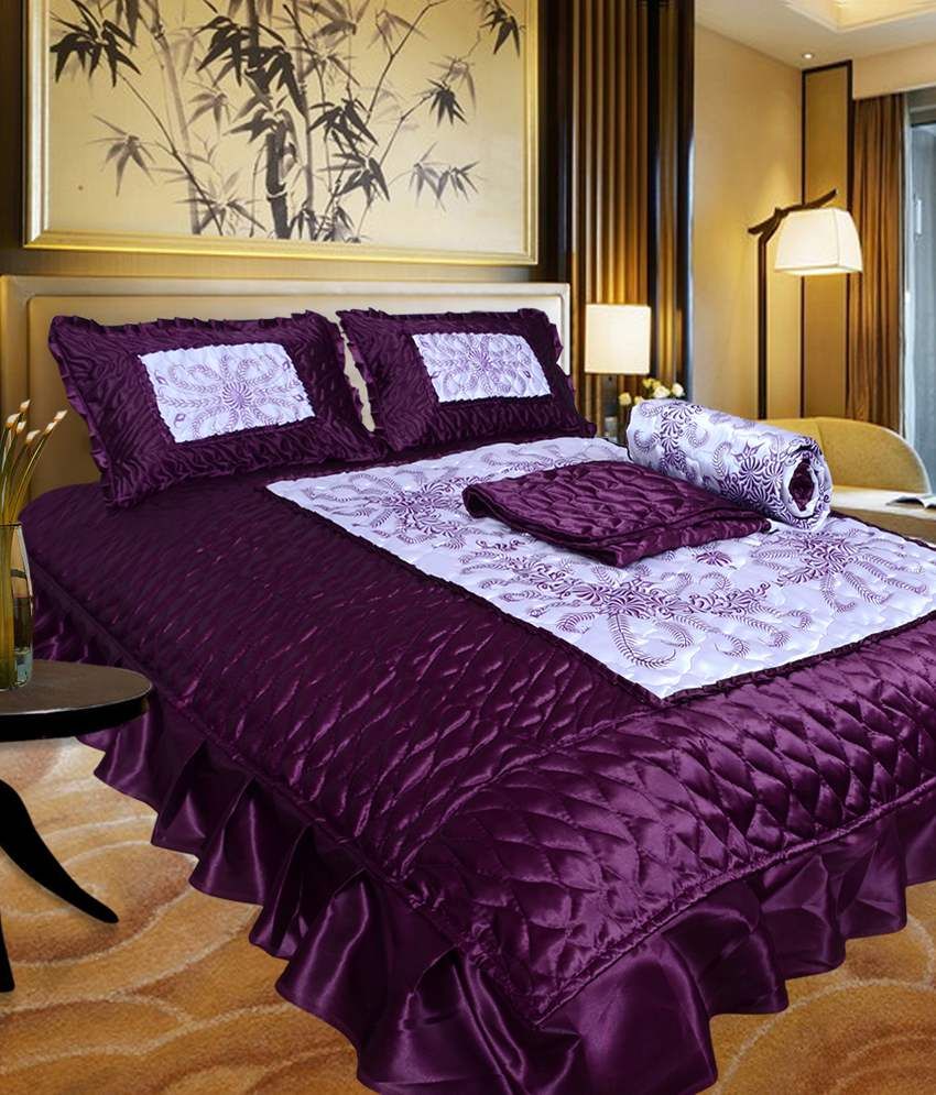 Ooltah Chashma Purple Satin Bedding Set Of 4 Ooltah Chashma Purple Satin Bedding Set Of 4