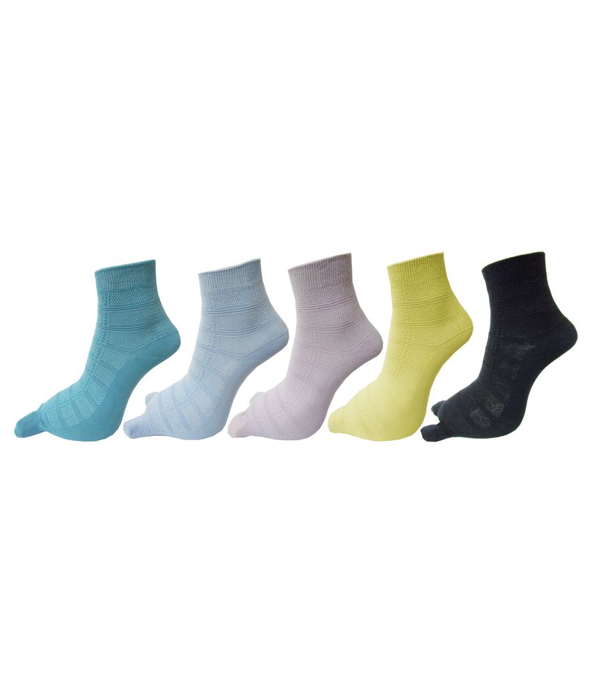     			Rc. Royal Self Design Cotton Ankle Thumb Women's Winter Socks In Assorted Colors (Pack of 5)