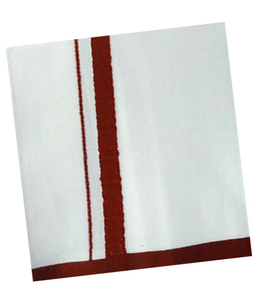 PRAKASAM COTTON Dhoti Uomo Con Tasca E Bordo Jari Dorato - Taglia 56, Cotone Premium Bianco, Pronto Da Indossare