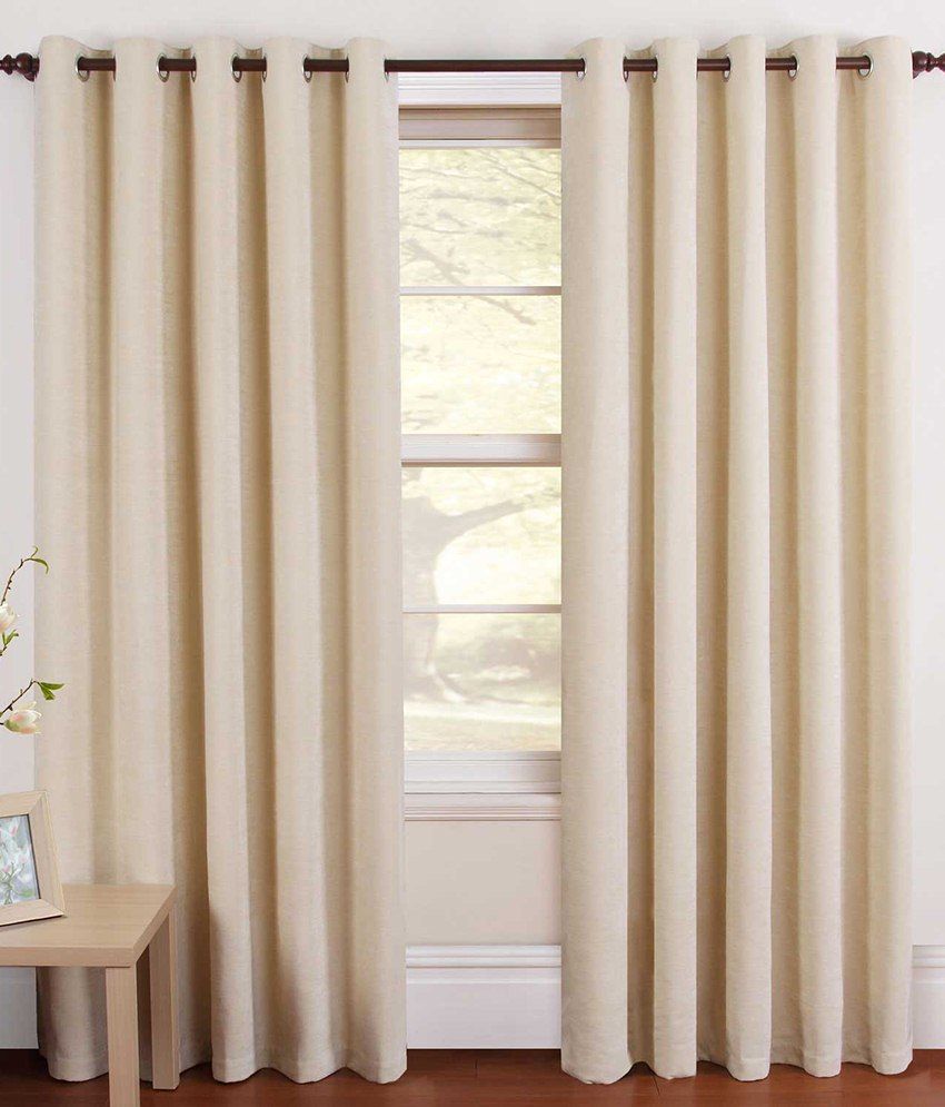     			Tanishka Fabs Solid Semi-Transparent Eyelet Curtain 7 ft ( Pack of 1 ) - Beige