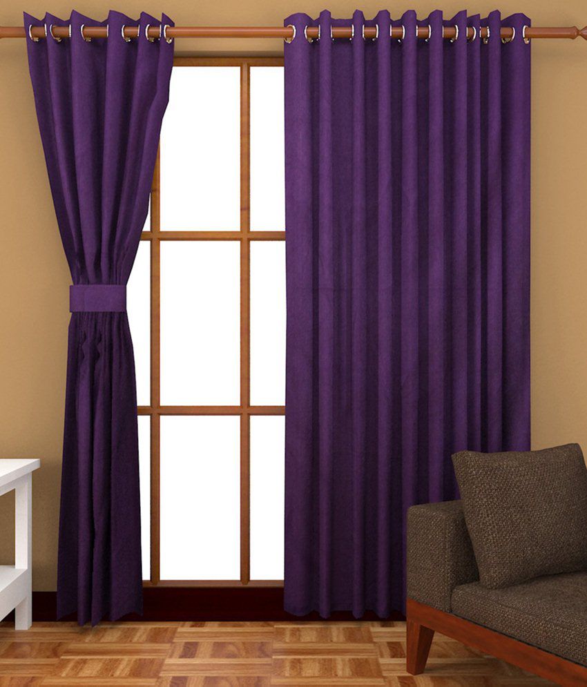     			Tanishka Fabs Solid Semi-Transparent Eyelet Curtain 7 ft ( Pack of 1 ) - Purple