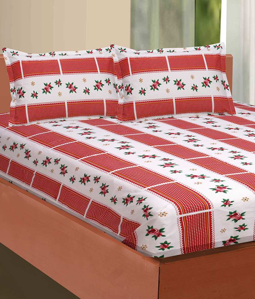     			Divine Casa Multicolor Poly Cotton Abstract Double Bedsheet With 2 Pillow Cover