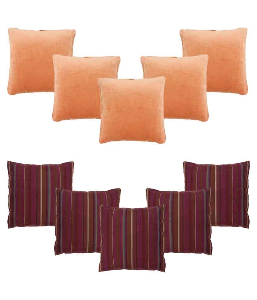     			Homec Buy 5 Get 5 Free Multicolor Poly Cotton Cushion Covers - Set Of 10