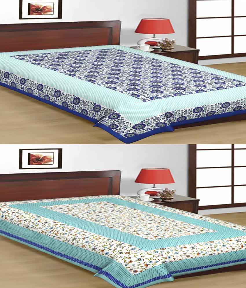     			UniqChoice 100% Cotton Jaipuri Traditional Printed 2 Single BedSheet