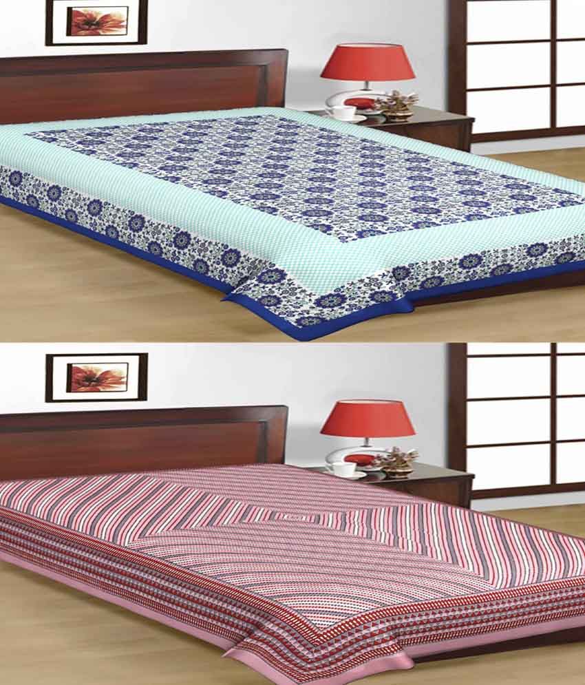     			UniqChoice 100% Cotton Jaipuri Traditional Printed 2 Single BedSheet