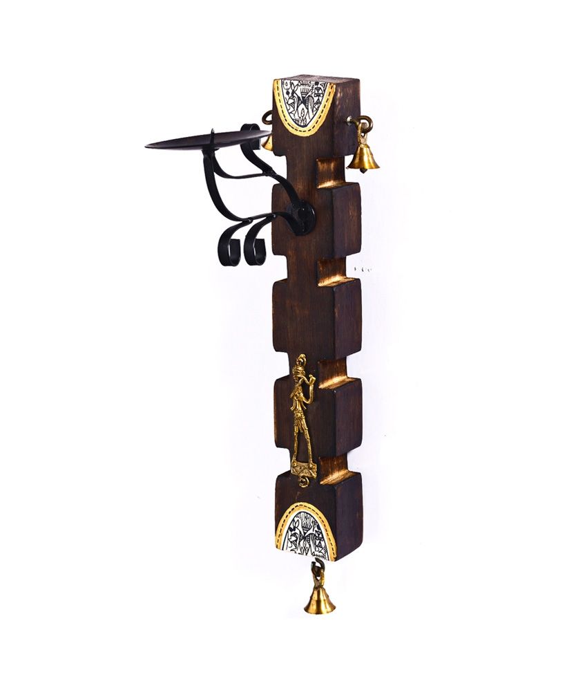 Aapno Rajasthan Wonderful Wooden Wall Mounted Candle Stand