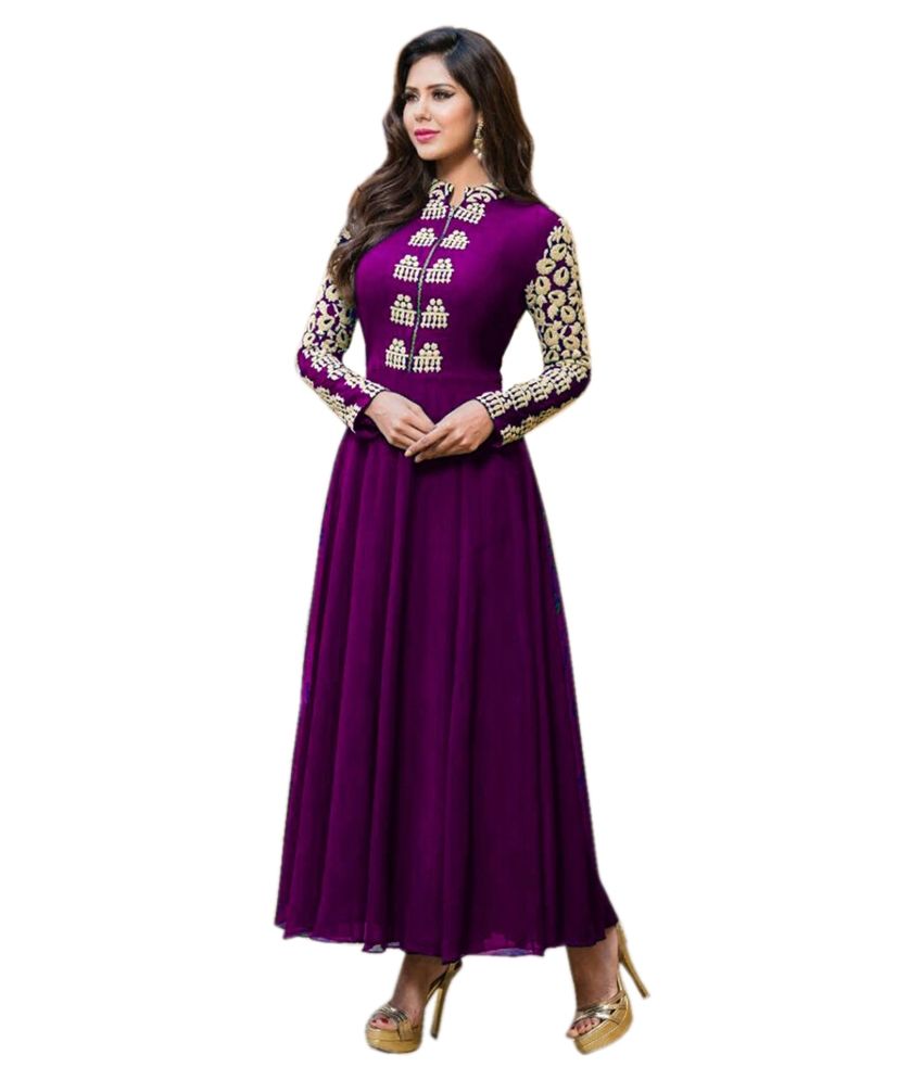 purple georgette gown
