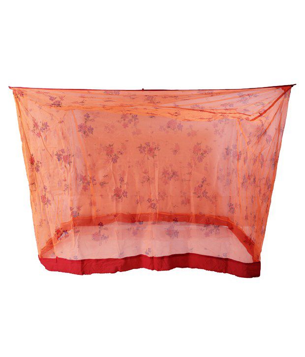     			Riddhi Mosquito Net Orange Polyester Mosquito Net with Border