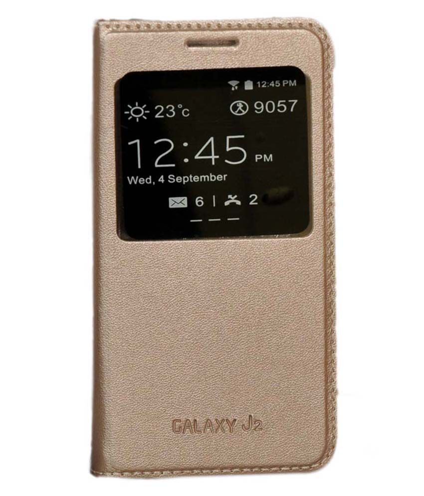 Samsung Galaxy J2 15 Flip Cover By Kiash Golden Flip Covers Online At Low Prices Snapdeal India