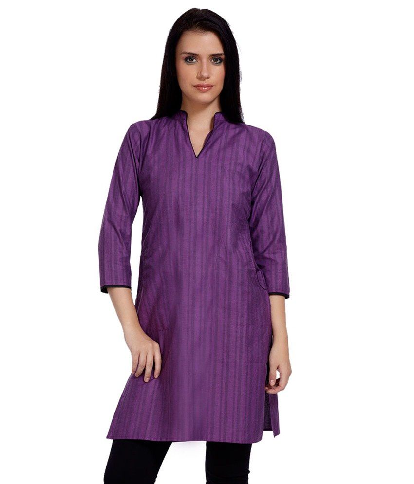 Lifestyle Retail Purple Cotton Kurti - Buy Lifestyle Retail Purple ...