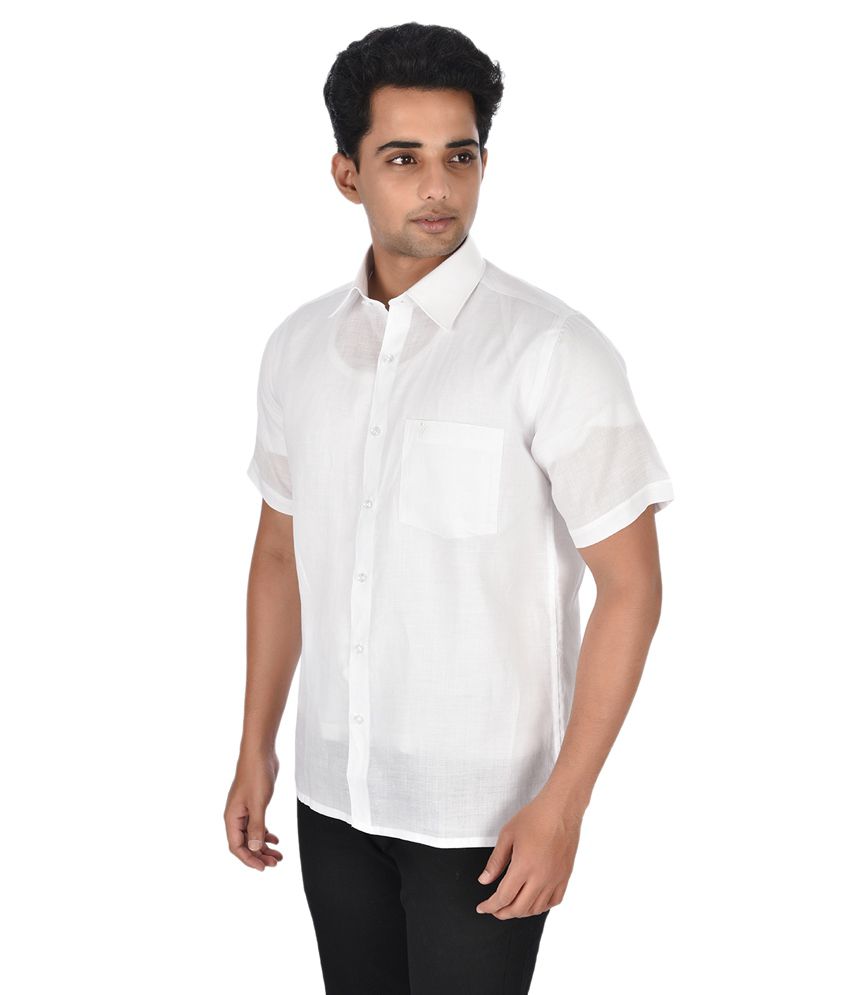 Ramraj White Casuals Wear Linen Shirt