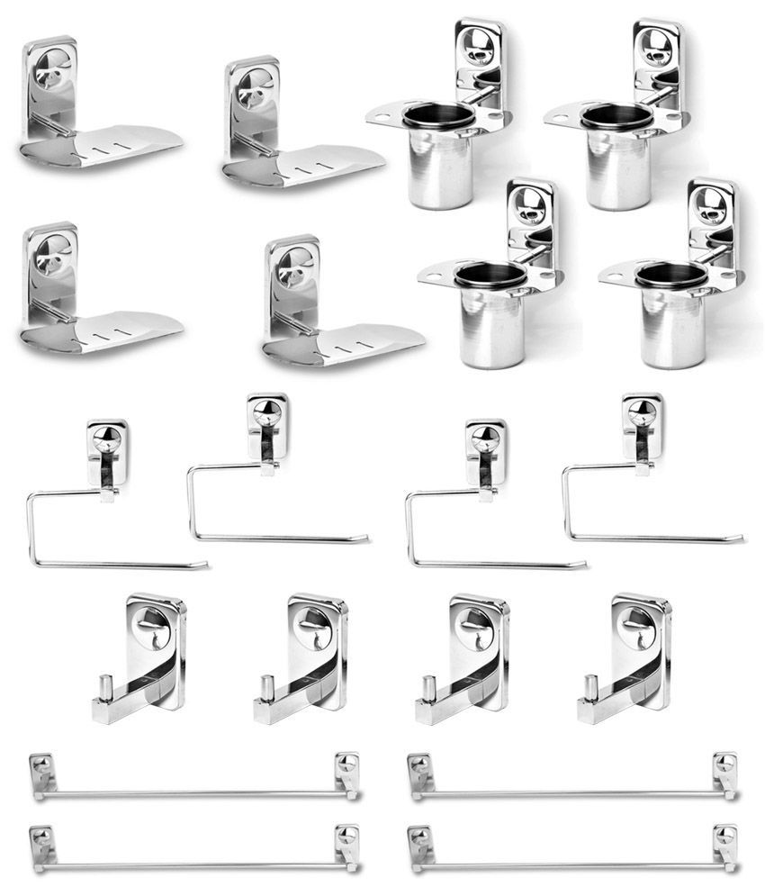 Doyours Glossy Stainless Steel Bathroom Set with Wall Fitting Hardware