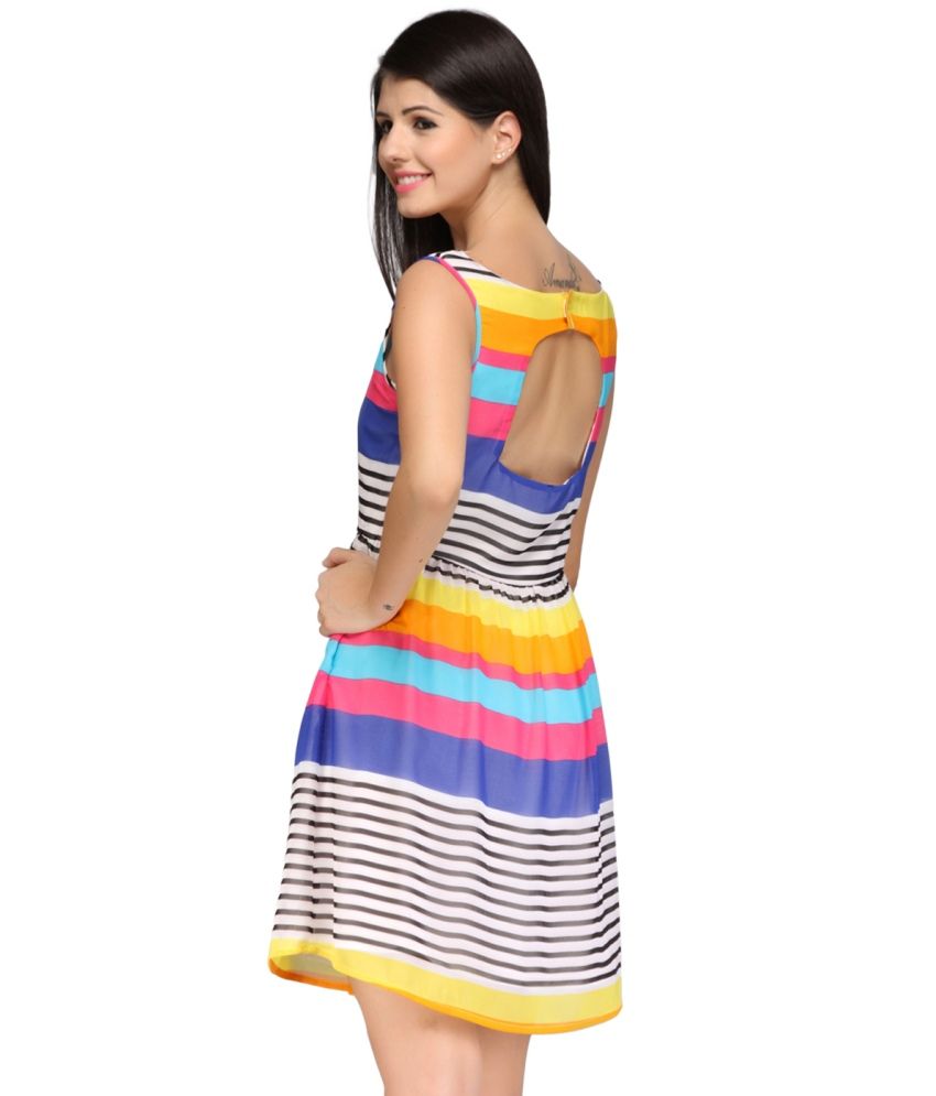 Nineteen White And Purple Casual Polyester Short Dress Buy