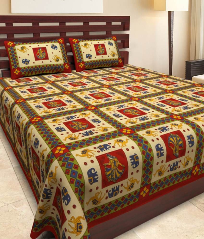 uniqchoice-cotton-jaipuri-king-size-double-bed-sheet-with-2-pillow