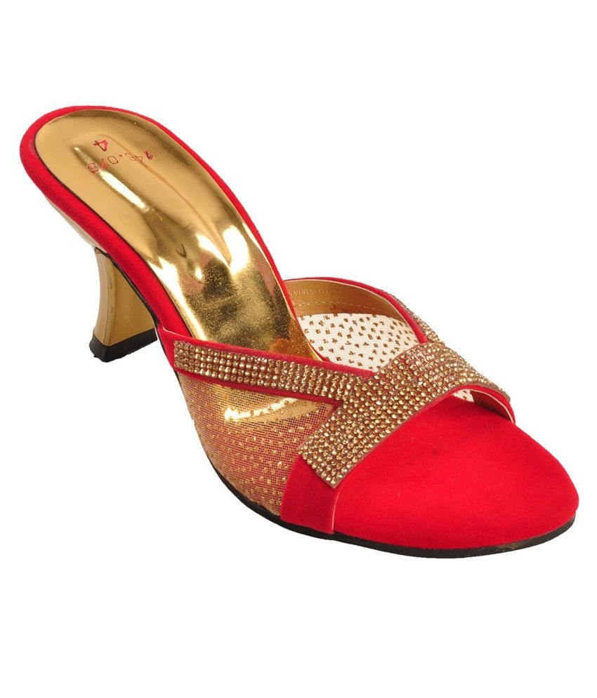 red small block heels