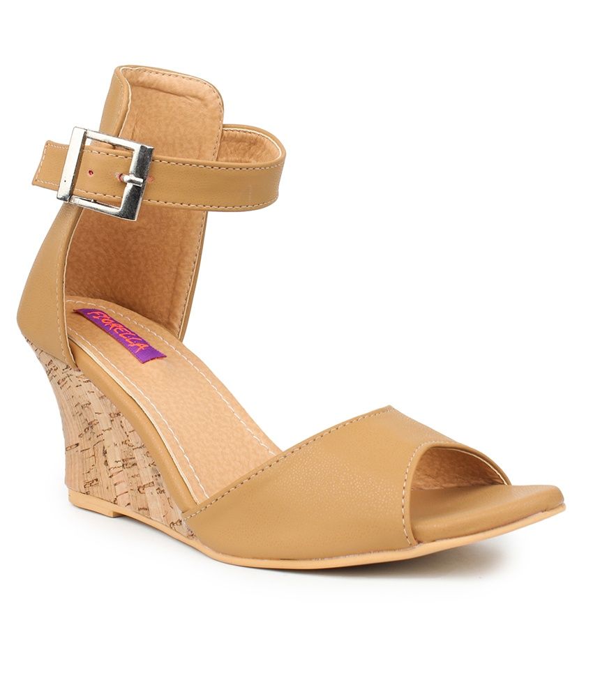 Fiorella Beige Wedge Sandals Price in India- Buy Fiorella Beige Wedge Sandals Online at Snapdeal