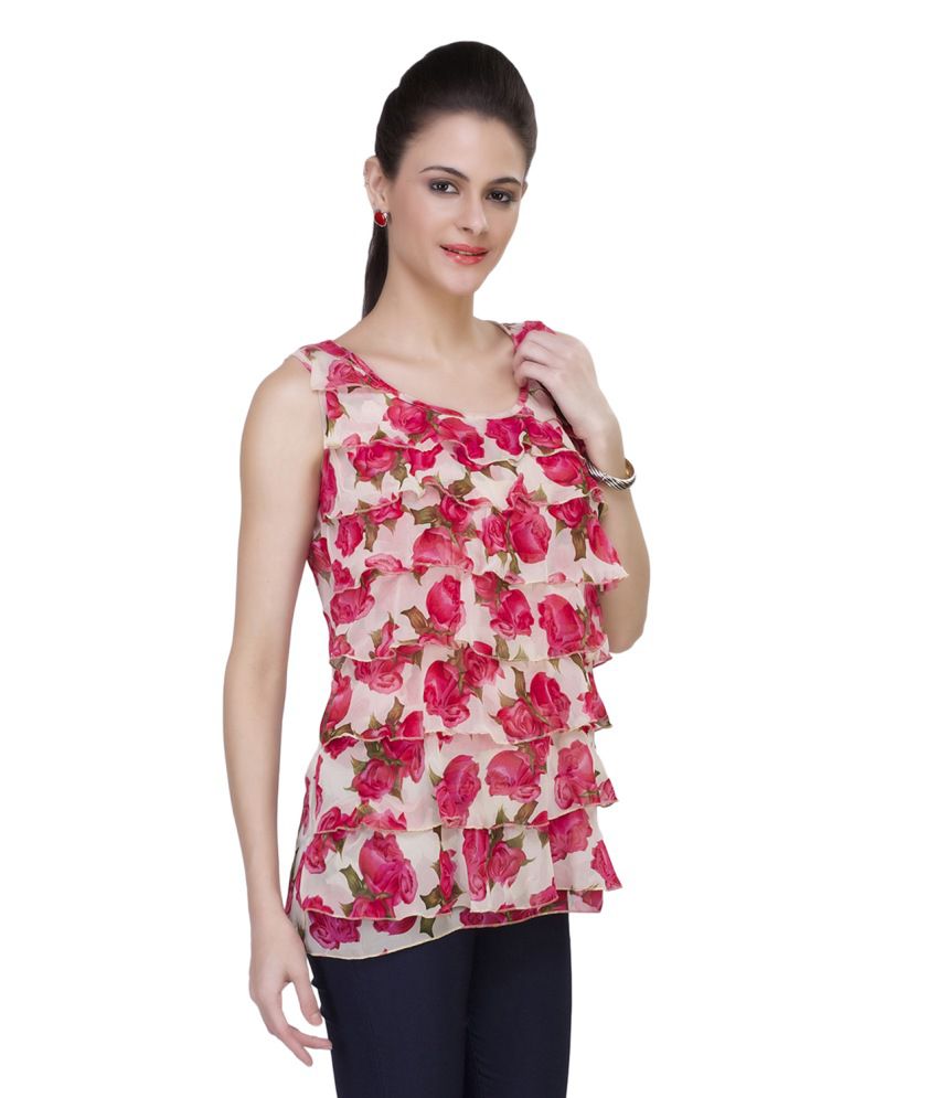 Ishin Red Poly Georgette Tops - Buy Ishin Red Poly Georgette Tops ...