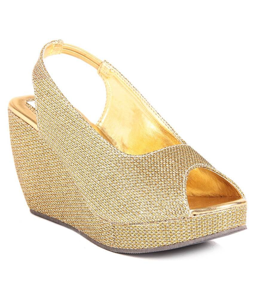 Do Bhai Gold Wedge Heels Price in India- Buy Do Bhai Gold Wedge Heels Online at Snapdeal