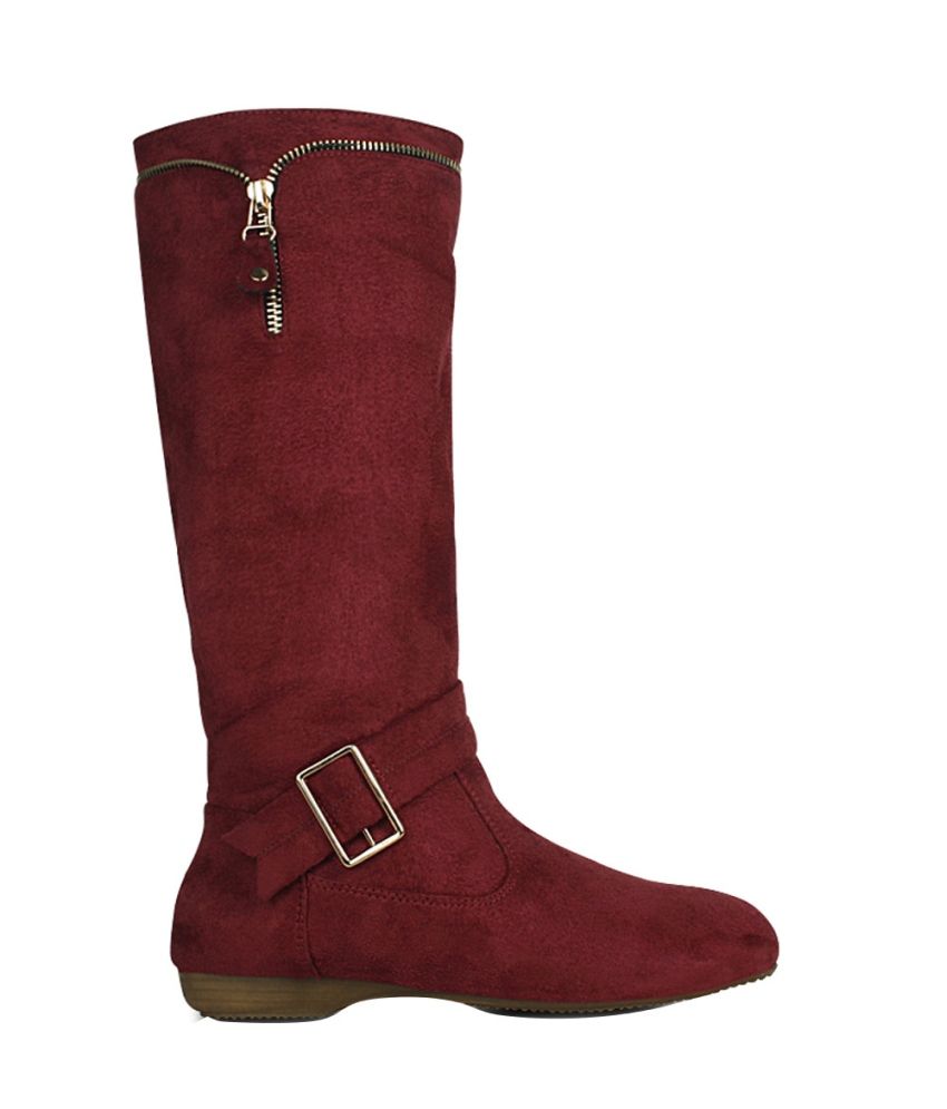 long maroon boots