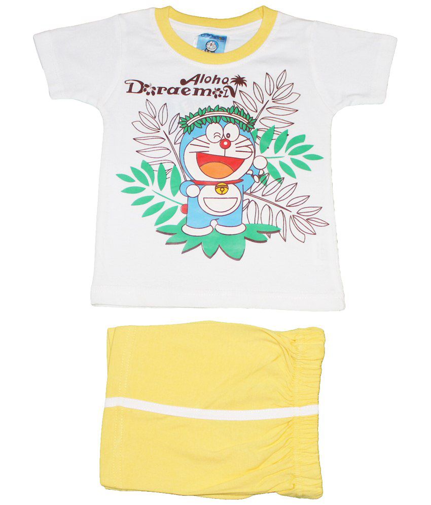 Doraemon Set Of White T Shirt And Yellow Shorts Buy Doraemon Set Of
